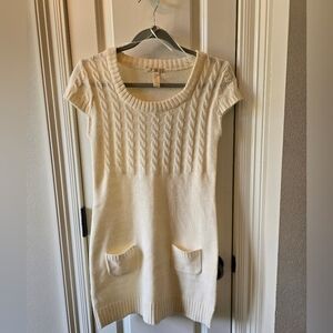 Ambiance Cream Crew Neck Cable Knit Sweater